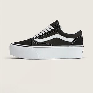 Vans Women's Black and White Platform Sneakers
